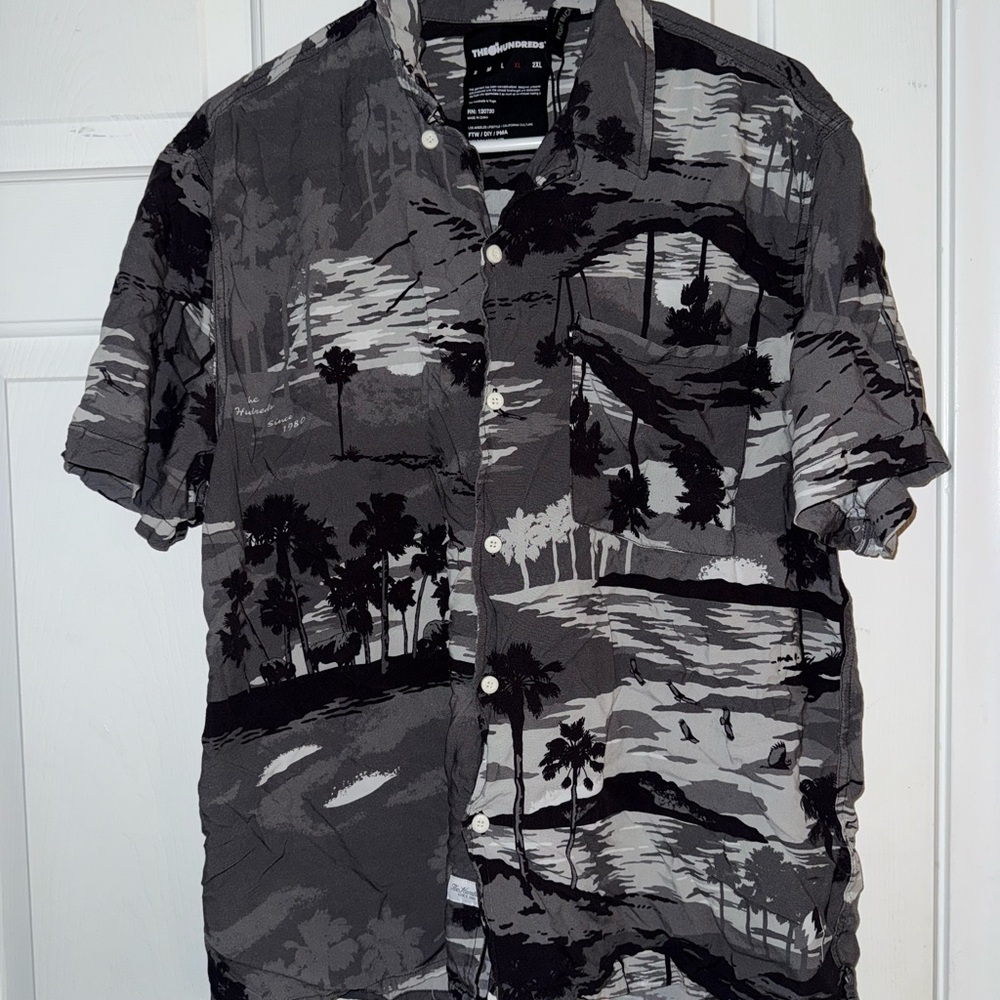 The Hundreds Black, White, Gray Scenic Print Shirt